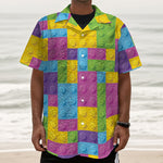Colorful Building Blocks Pattern Print Textured Short Sleeve Shirt
