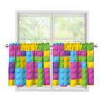 Colorful Building Blocks Pattern Print Tier Curtains