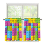 Colorful Building Blocks Pattern Print Tier Curtains