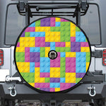 Colorful Building Blocks Pattern Print Tire Cover With Camera Hole