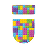 Colorful Building Blocks Pattern Print Toilet Lid And Tank Cover Set