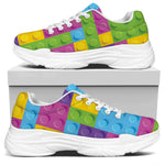 Colorful Building Blocks Pattern Print White Chunky Shoes