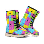 Colorful Building Blocks Pattern Print Winter Boots
