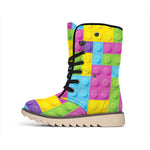 Colorful Building Blocks Pattern Print Winter Boots