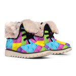 Colorful Building Blocks Pattern Print Winter Boots