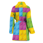 Colorful Building Blocks Pattern Print Women's Bathrobe
