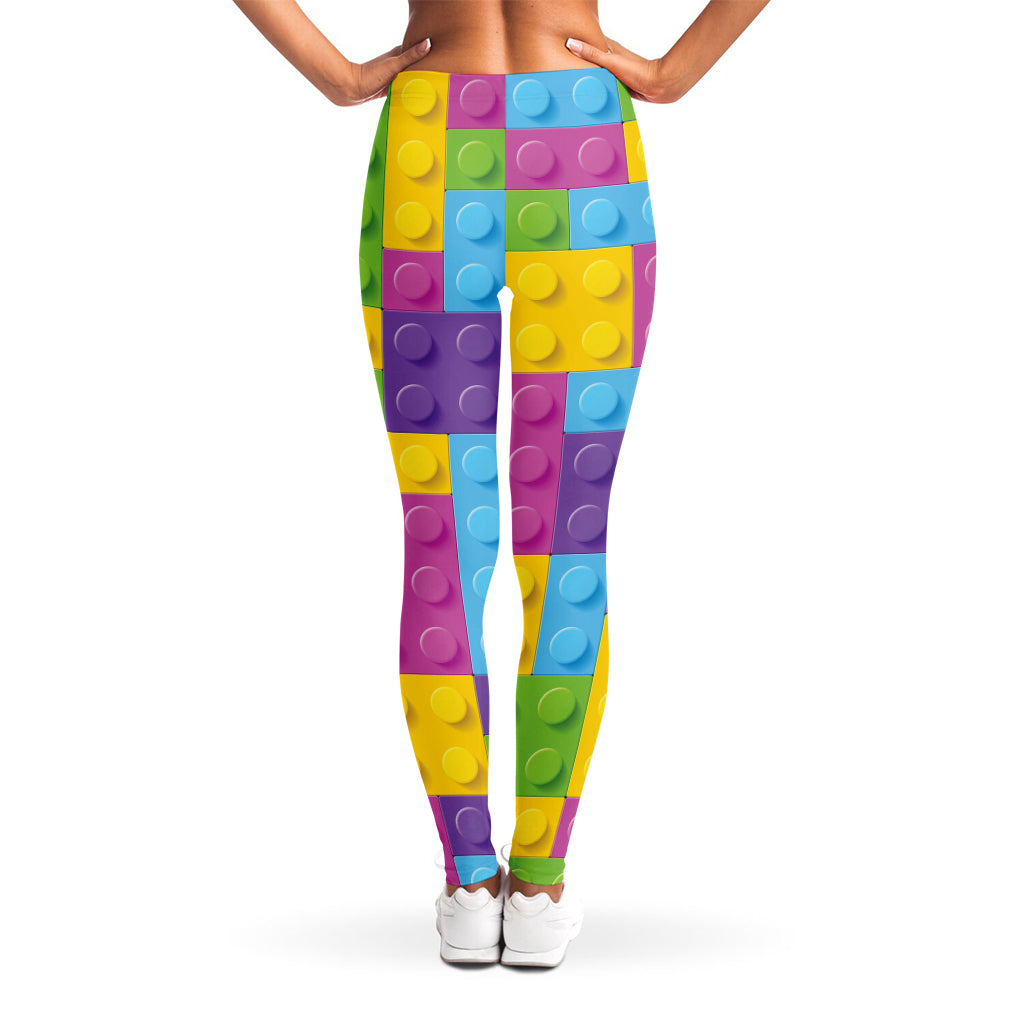 Colorful Building Blocks Pattern Print Women's Leggings