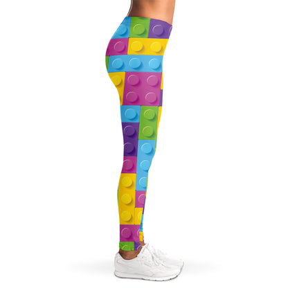 Colorful Building Blocks Pattern Print Women's Leggings