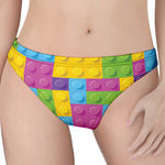 Colorful Building Blocks Pattern Print Women's Thong
