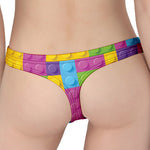 Colorful Building Blocks Pattern Print Women's Thong