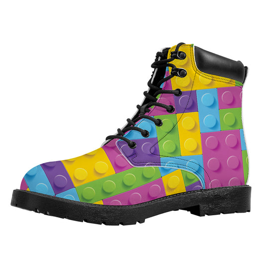 Colorful Building Blocks Pattern Print Work Boots