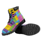 Colorful Building Blocks Pattern Print Work Boots