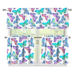 Colorful Butterfly Pattern Print 3 Piece Kitchen Curtains