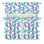 Colorful Butterfly Pattern Print 3 Piece Kitchen Curtains