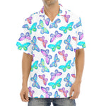 Colorful Butterfly Pattern Print Aloha Shirt
