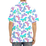 Colorful Butterfly Pattern Print Aloha Shirt