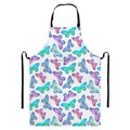 Colorful Butterfly Pattern Print Bib Apron With Pocket