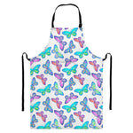 Colorful Butterfly Pattern Print Bib Apron With Pocket