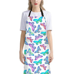 Colorful Butterfly Pattern Print Bib Apron With Pocket