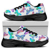 Colorful Butterfly Pattern Print Black Chunky Shoes