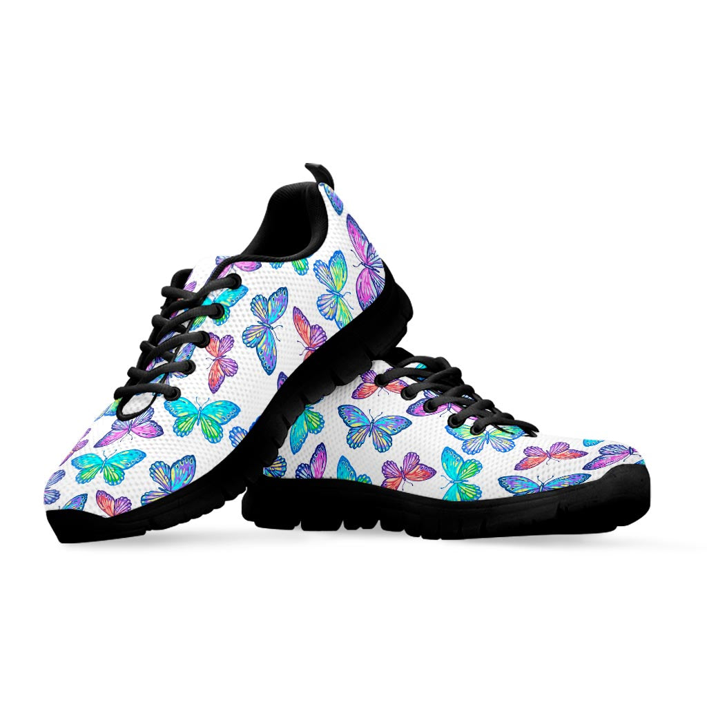 Colorful Butterfly Pattern Print Black Running Shoes