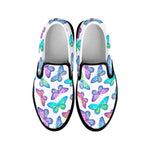 Colorful Butterfly Pattern Print Black Slip On Sneakers