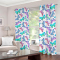 Colorful Butterfly Pattern Print Dimout Grommet Curtains