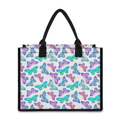 Colorful Butterfly Pattern Print Canvas Tote Bag