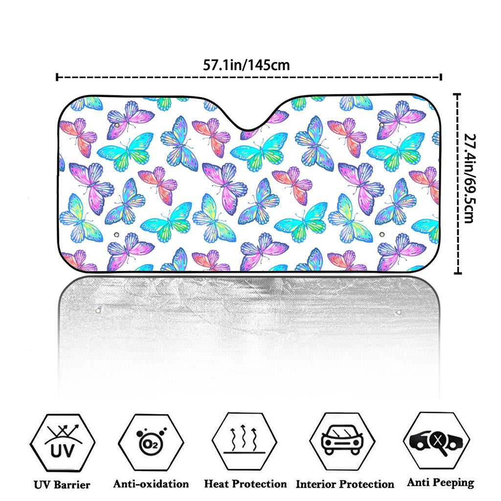 Colorful Butterfly Pattern Print Car Windshield Sun Shade