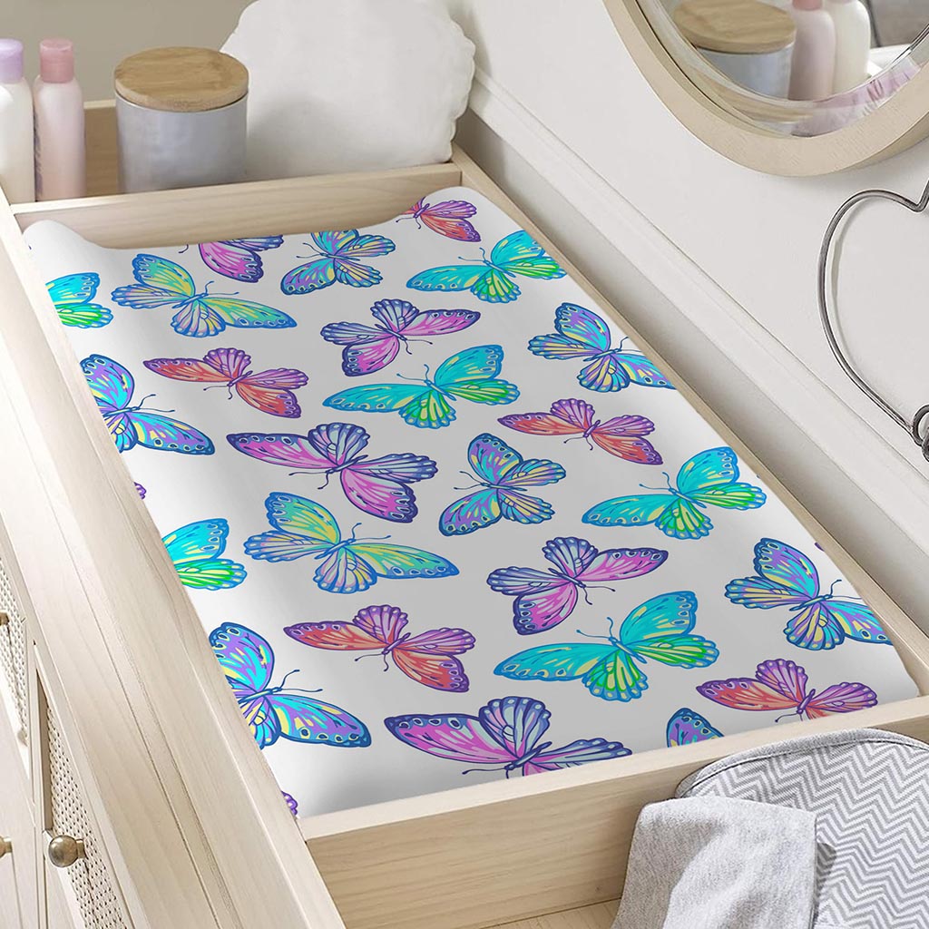 Colorful Butterfly Pattern Print Changing Pad Cover