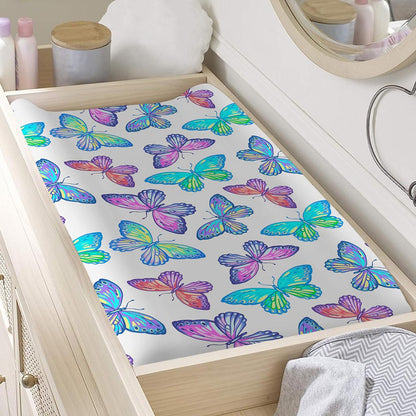 Colorful Butterfly Pattern Print Changing Pad Cover