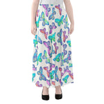 Colorful Butterfly Pattern Print Chiffon Maxi Skirt