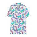 Colorful Butterfly Pattern Print Cotton Hawaiian Shirt