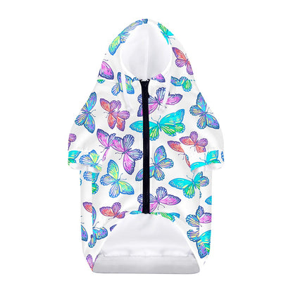 Colorful Butterfly Pattern Print Dog Zip Up Hoodie
