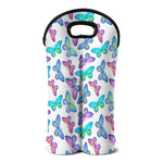 Colorful Butterfly Pattern Print Double Neoprene Wine Tote