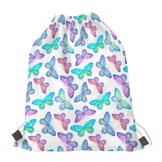 Colorful Butterfly Pattern Print Drawstring Bag