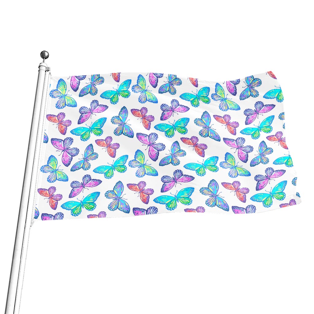 Colorful Butterfly Pattern Print Flag