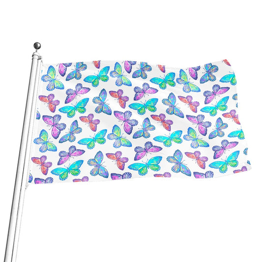 Colorful Butterfly Pattern Print Flag