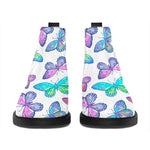 Colorful Butterfly Pattern Print Flat Ankle Boots