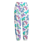 Colorful Butterfly Pattern Print Fleece Lined Knit Pants