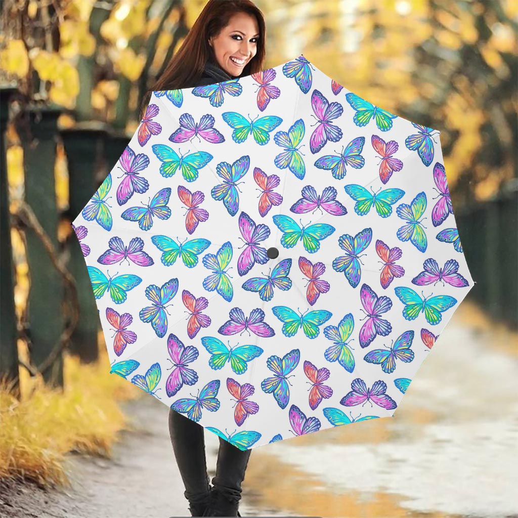Colorful Butterfly Pattern Print Foldable Umbrella
