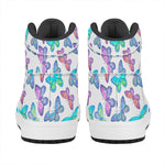 Colorful Butterfly Pattern Print High Top Leather Sneakers