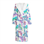 Colorful Butterfly Pattern Print Hooded Bathrobe