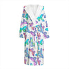 Colorful Butterfly Pattern Print Hooded Bathrobe