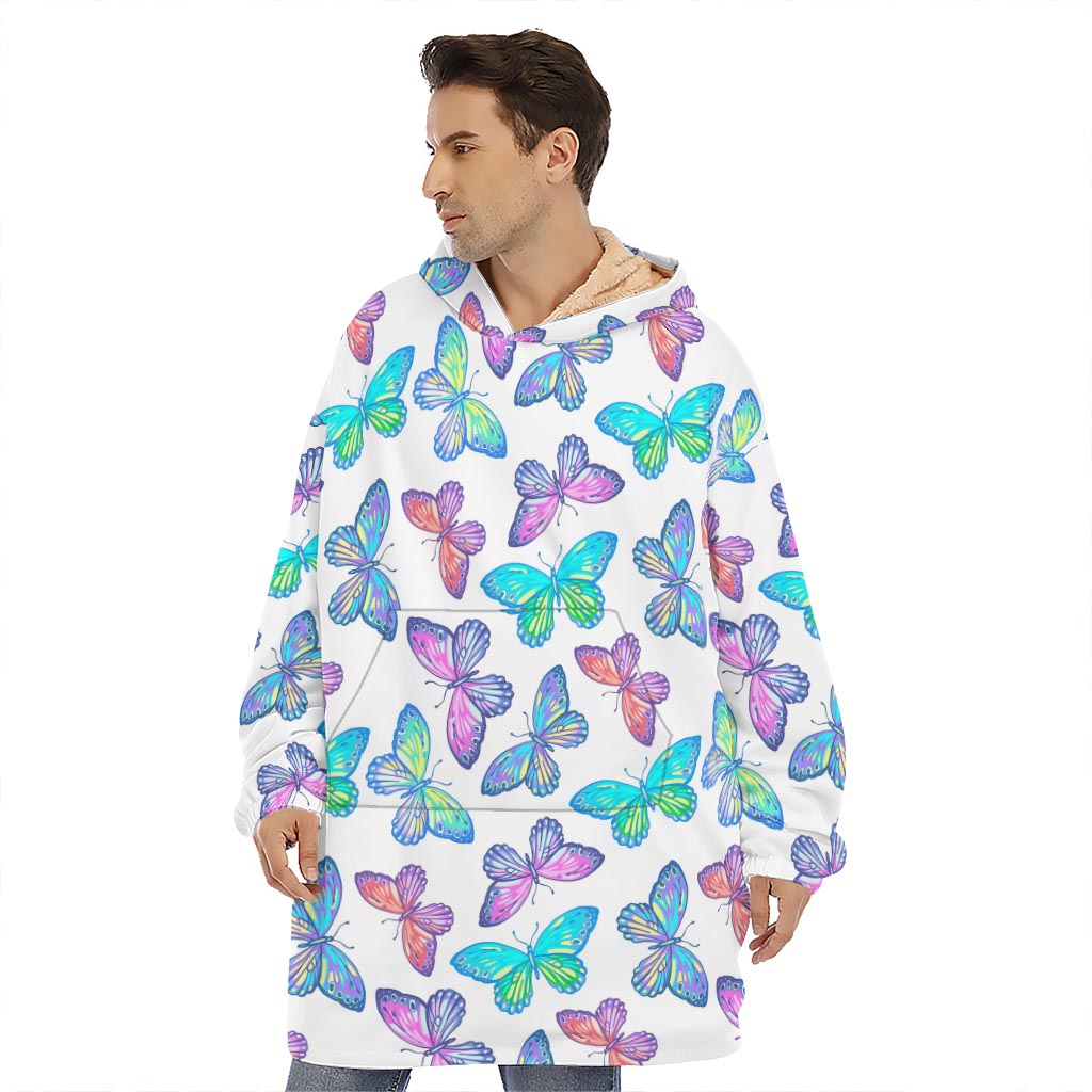 Colorful Butterfly Pattern Print Hoodie Blanket