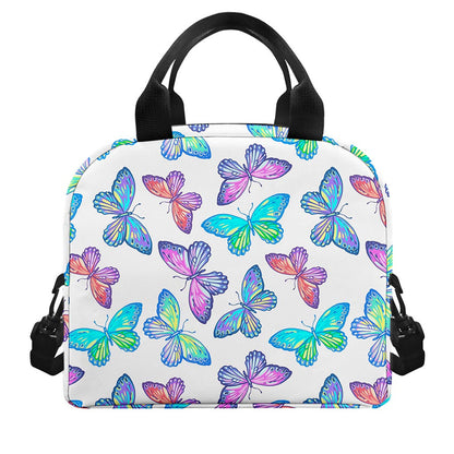 Colorful Butterfly Pattern Print Insulated Lunch Bag