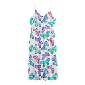 Colorful Butterfly Pattern Print Jersey Midi Cami Dress