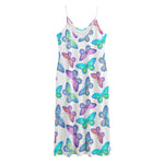 Colorful Butterfly Pattern Print Jersey Midi Cami Dress