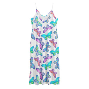 Colorful Butterfly Pattern Print Jersey Midi Cami Dress