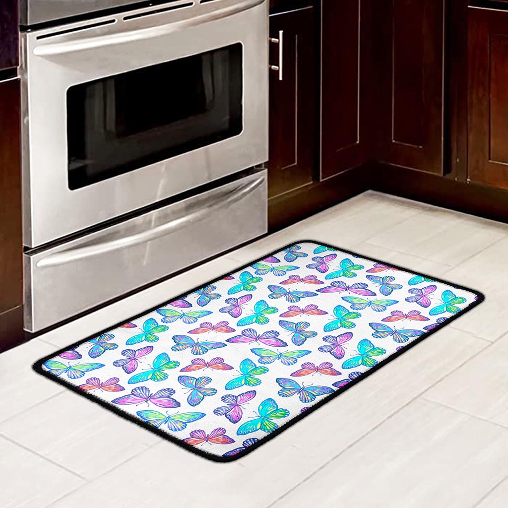 Colorful Butterfly Pattern Print Kitchen Mat
